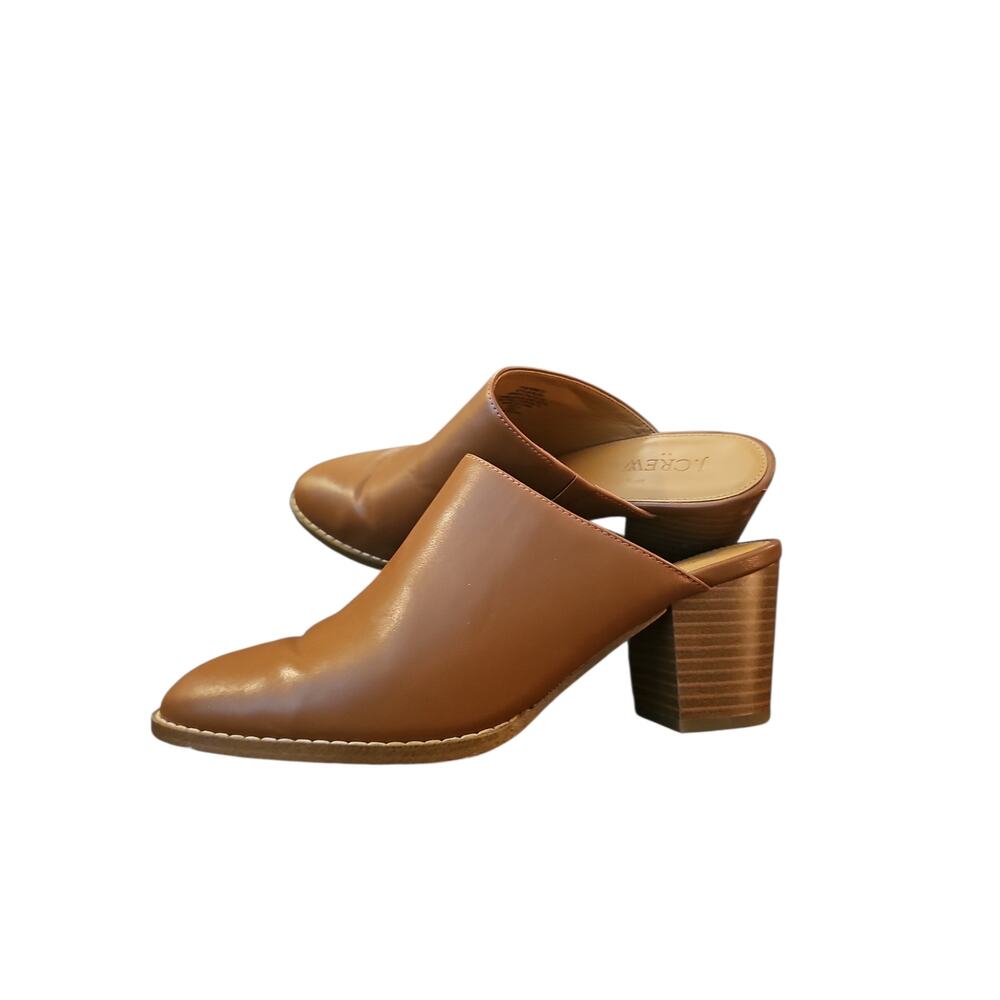 J. Crew brown leather heeled mules slip on sz 8 shoes - Picture 5 of 6